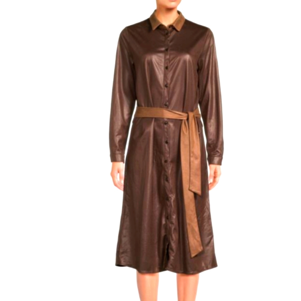 Yal New York Faux Leather Midi Dress S